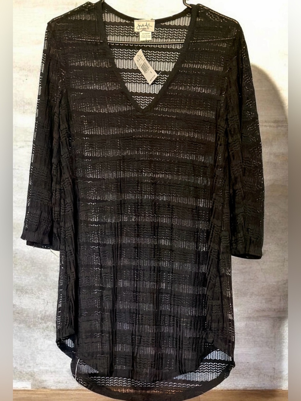 Jordan Taylor Black Crochet Sheer swimsuit coverup size small NWT